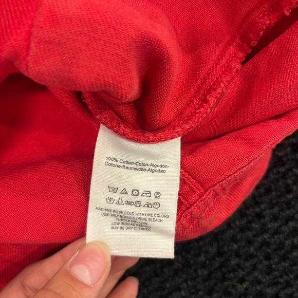 Free People Red Denim Jacket Women Large Cropped Trucker Style Button Up - Picture 3 of 8